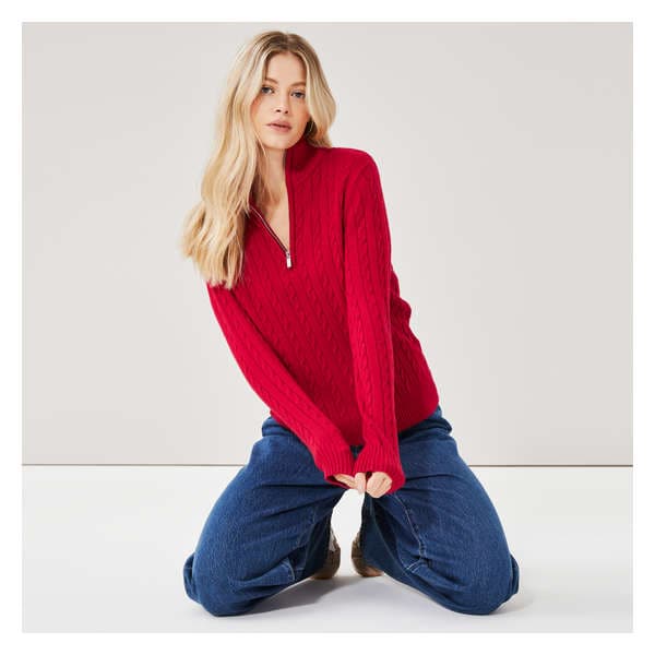 Cable Knit Pullover - Red