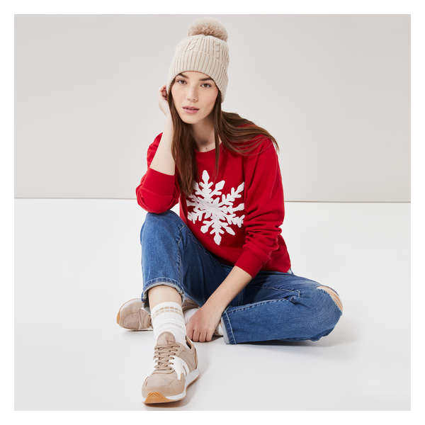 Holiday Embroidered Pullover - Dusty Red