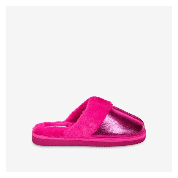 Faux Suede Slippers - Pink