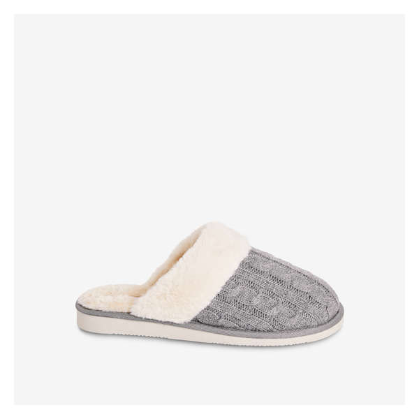 Cable Knit Slippers - Dark Grey