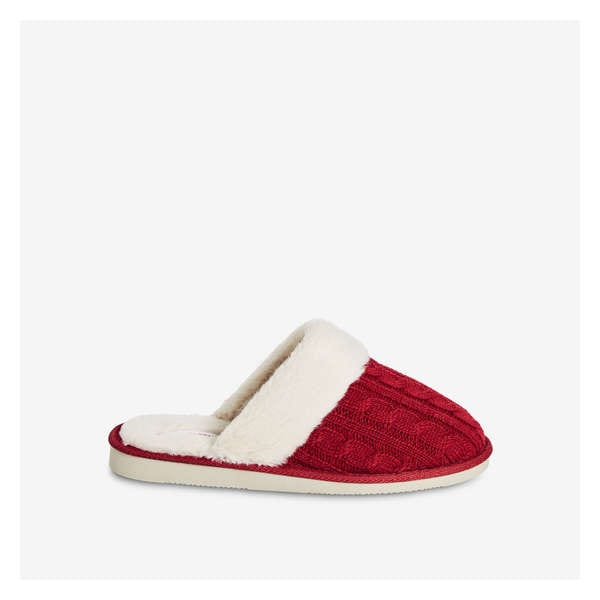 Cable Knit Slippers - Red