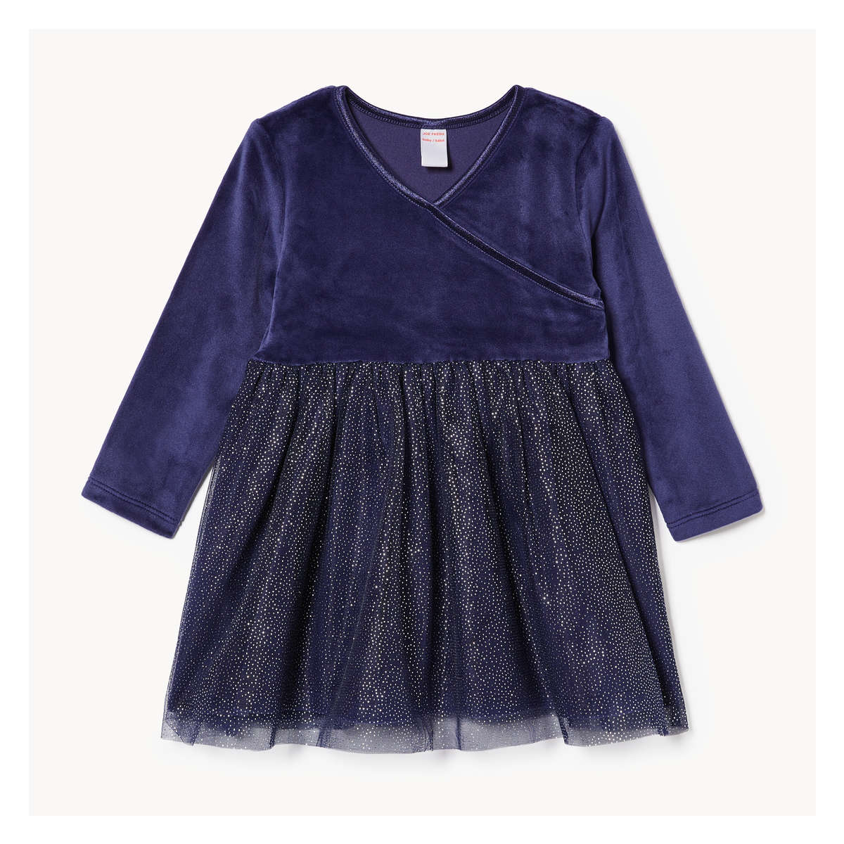 Baby Girls Velour Tulle Dress in Navy from Joe Fresh