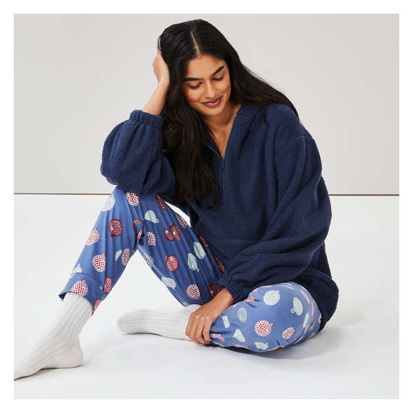 Teddy Fleece Sleep Hoodie - Navy