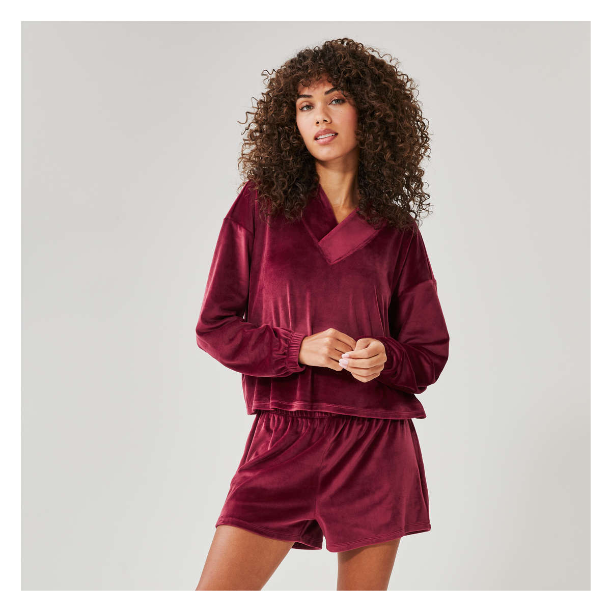 Velour Sleep Set in Burgundy from Joe Fresh