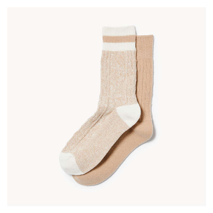 Women's 2 Pack Textured Crew Socks