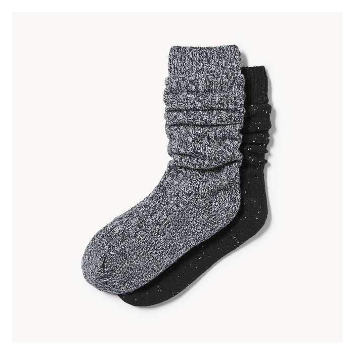 Women's 2 Pack Slouchy Crew Socks - Black