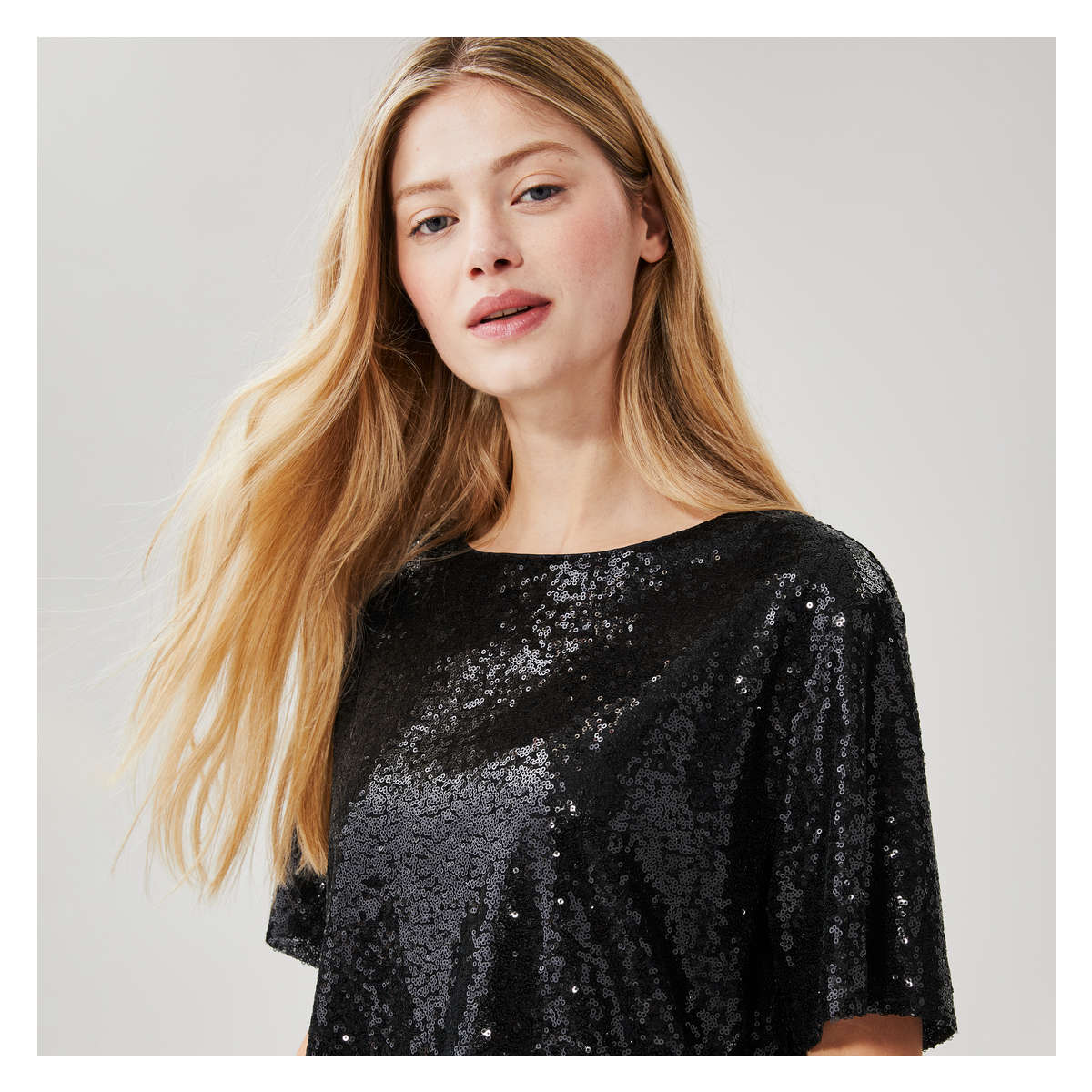 Sequin T Shirt in Black from Joe Fresh