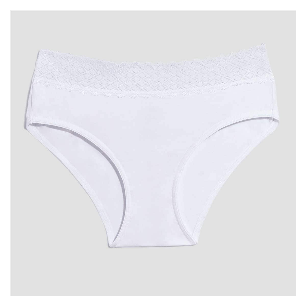 John Lewis ANYDAY Lace Trim Thongs, Pack of 3, White, 8