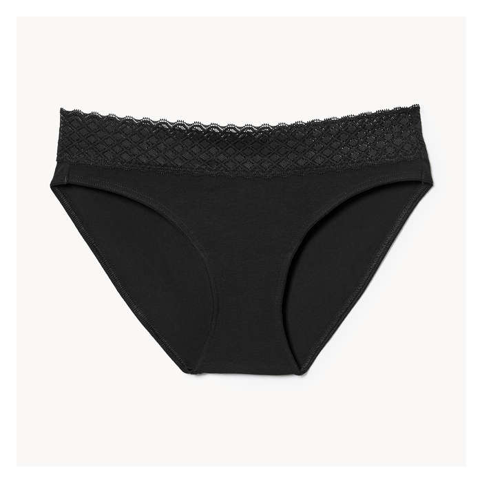 Women's Cotton Lace Bikini - Black