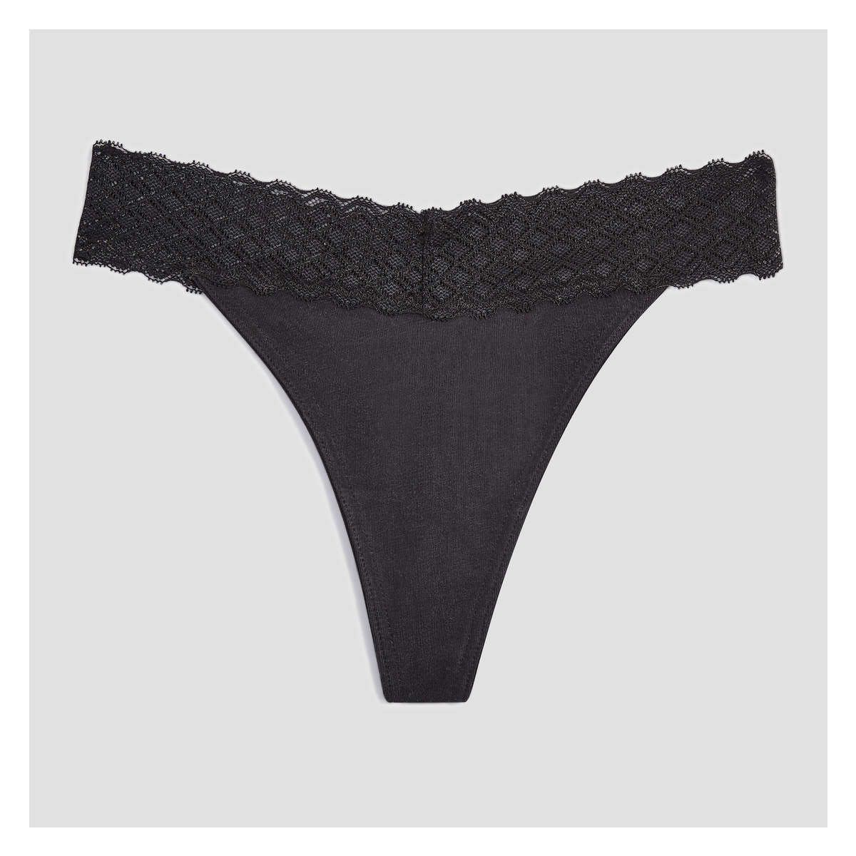 Lace Trim Thong in Black from Joe Fresh