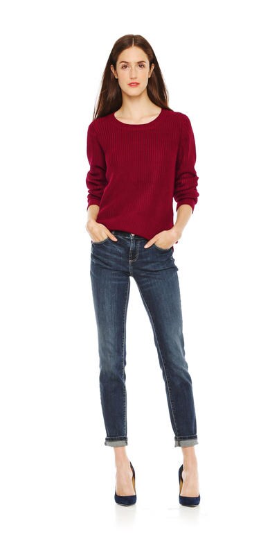 Shaker Knit Sweater in Burgundy from Joe Fresh