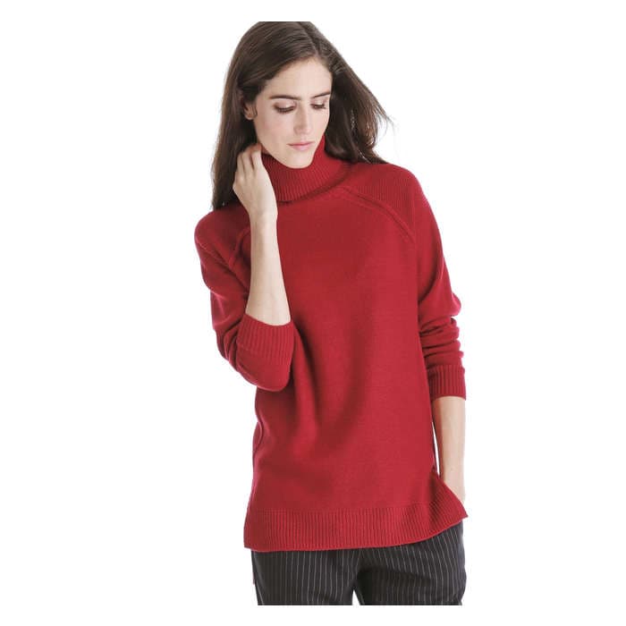 Turtleneck Tunic Sweater in Red from Joe Fresh