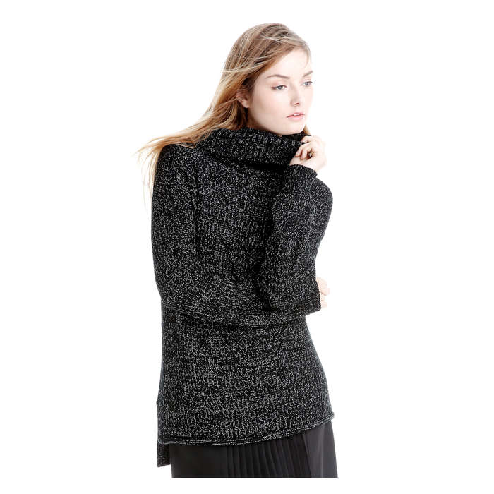 Sparkle Cowl Neck Sweater in Black from Joe Fresh