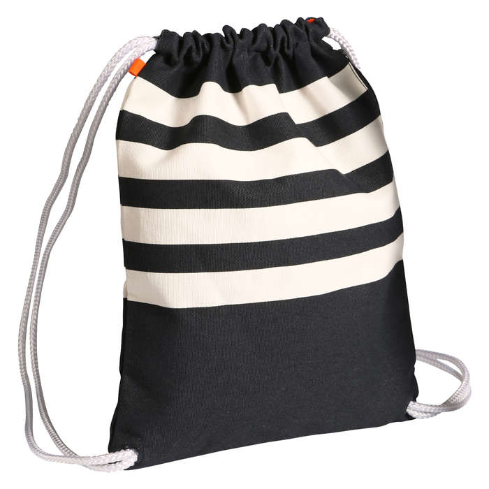 black and white stripe backpack