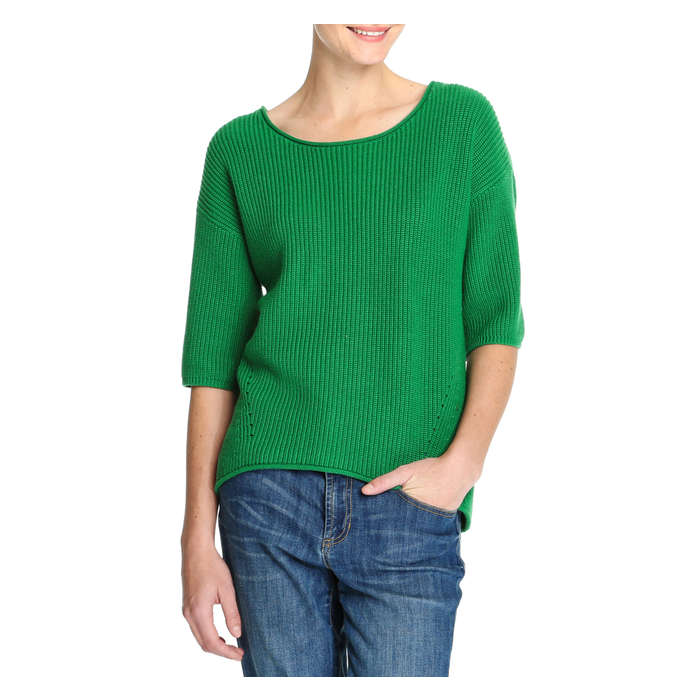 Short Sleeve Shaker Knit Sweater in Green from Joe Fresh