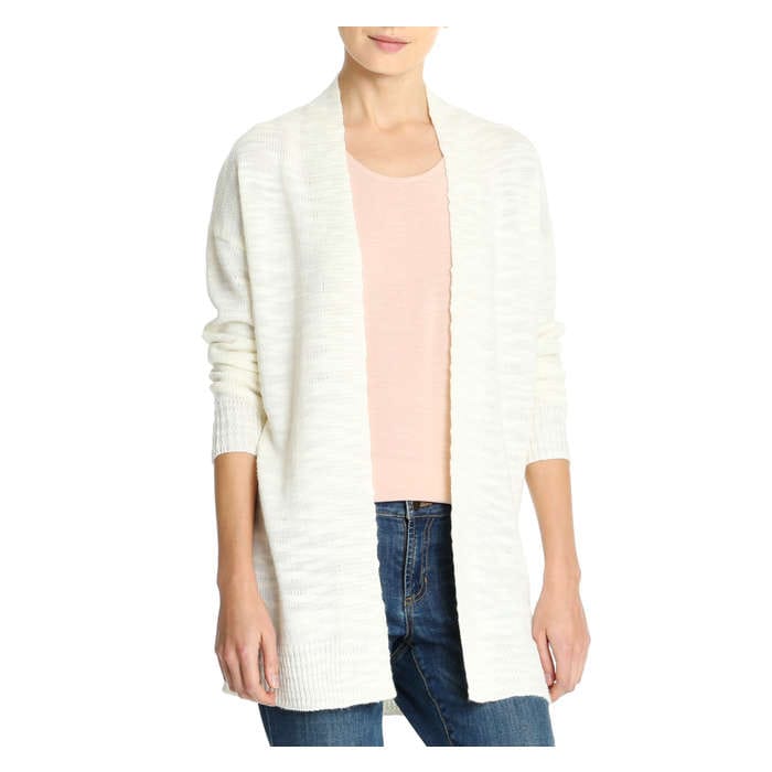 Open Slub Knit Cardigan in Ecru from Joe Fresh