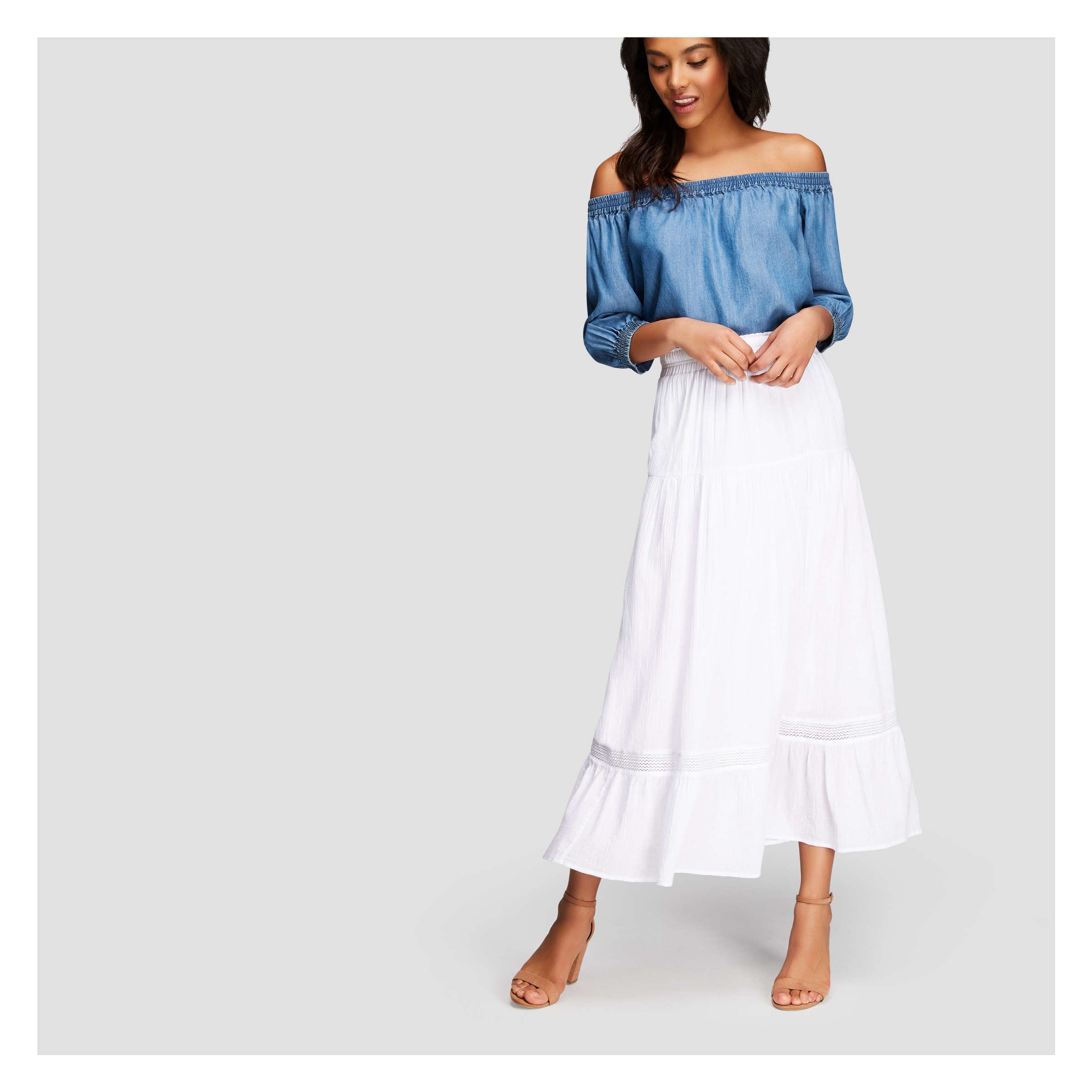 White maxi skirt canada Clearance