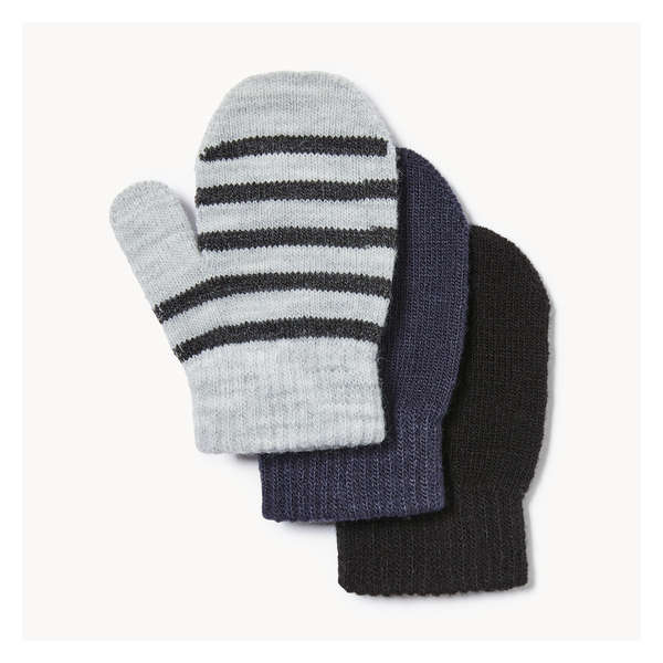 Ens. de 3 paires de mitaines pour petits garçons - Mélange De Gris Pâle