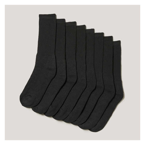 Men's 8 Pack Crew Socks - Black