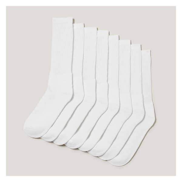Men's 8 Pack Crew Socks - White