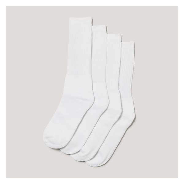 Men's 4 Pack Crew Socks - White