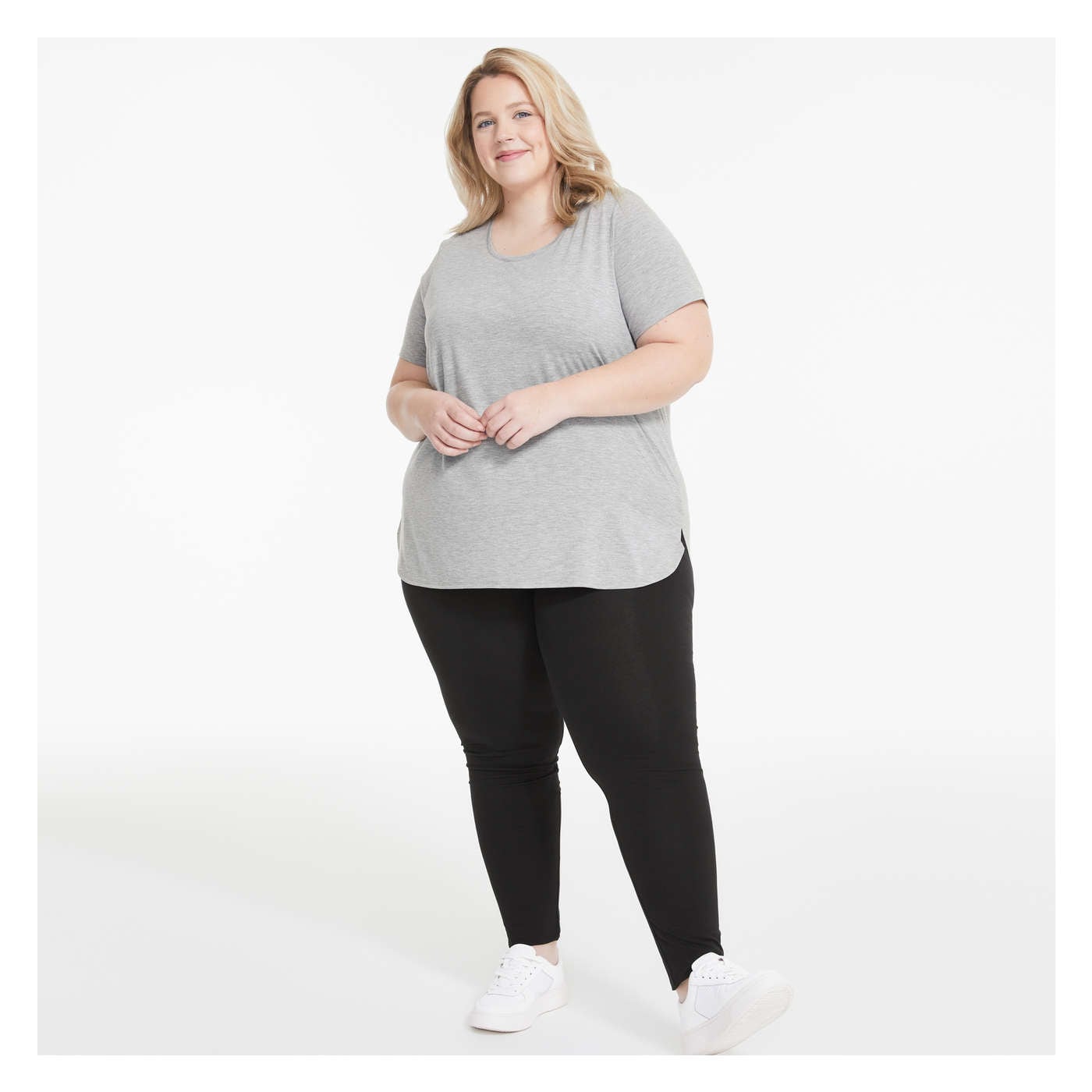 Women+ Relaxed-Fit Tee in Light Grey Mix from Joe Fresh