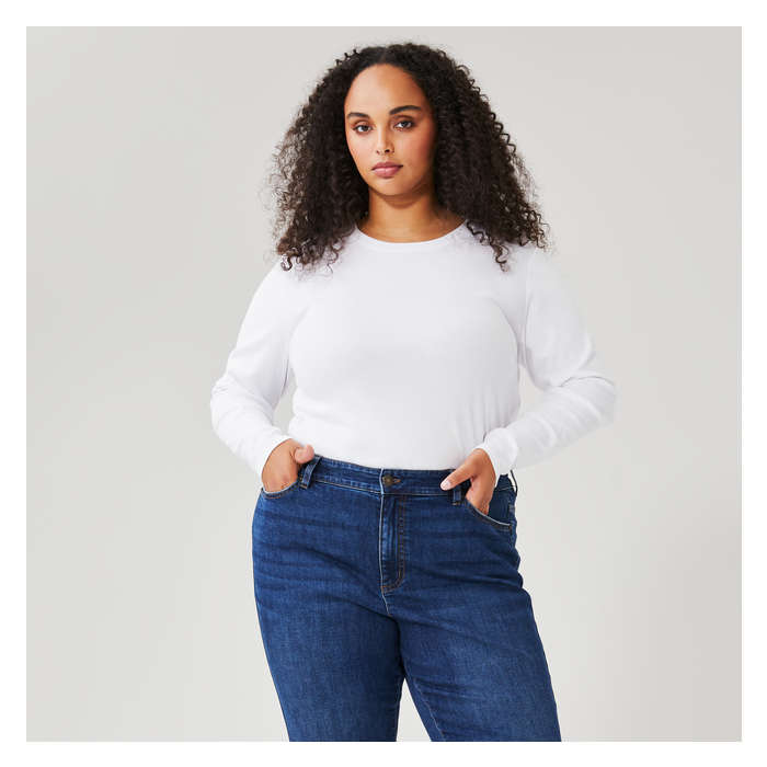 Aux Femmes T-shirt à manches longues en coton biologique - Blanc