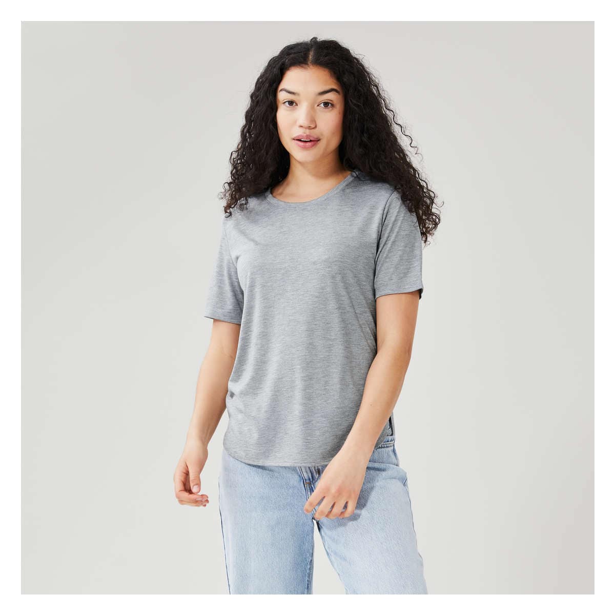 Blue&Cream Basic Burnout Tee - Light Grey