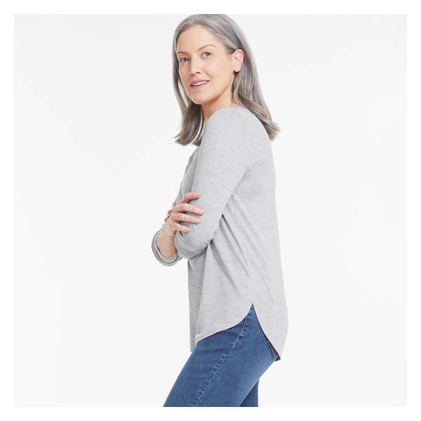 Relaxed-Fit Long Sleeve - Light Grey Mix
