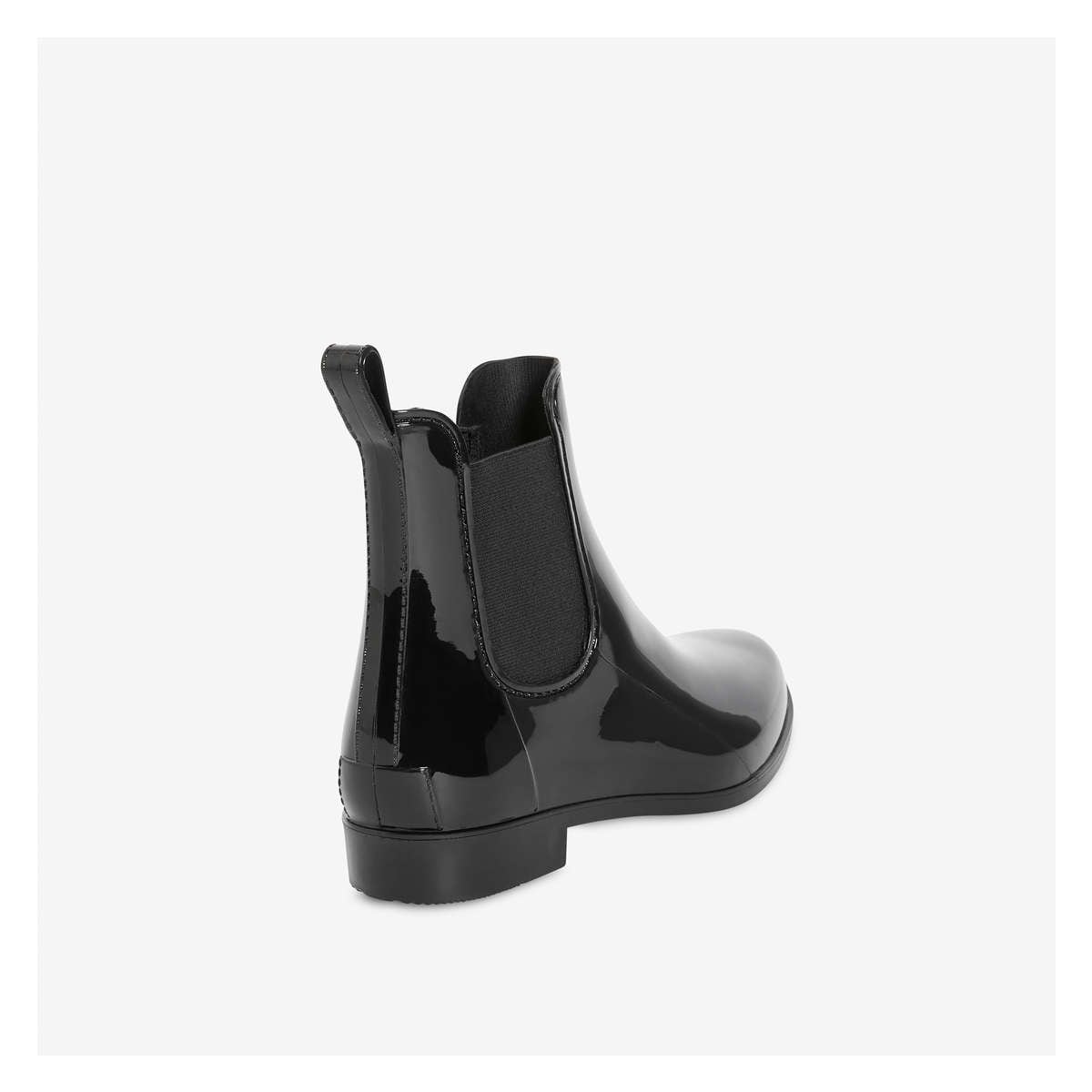 Black shiny rain boots best sale