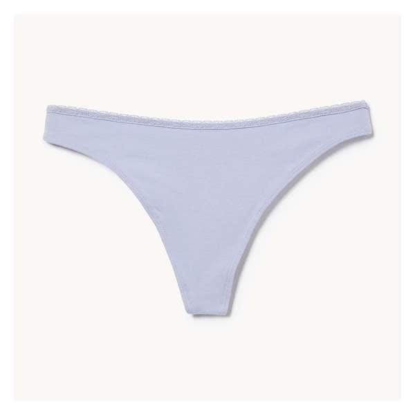Cotton Lace Thong - Dusty Blue
