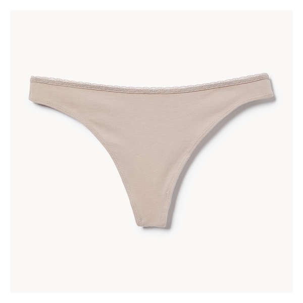Cotton Lace Thong - Taupe
