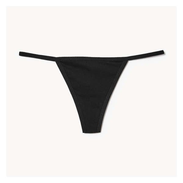 Cotton String Thong - Black