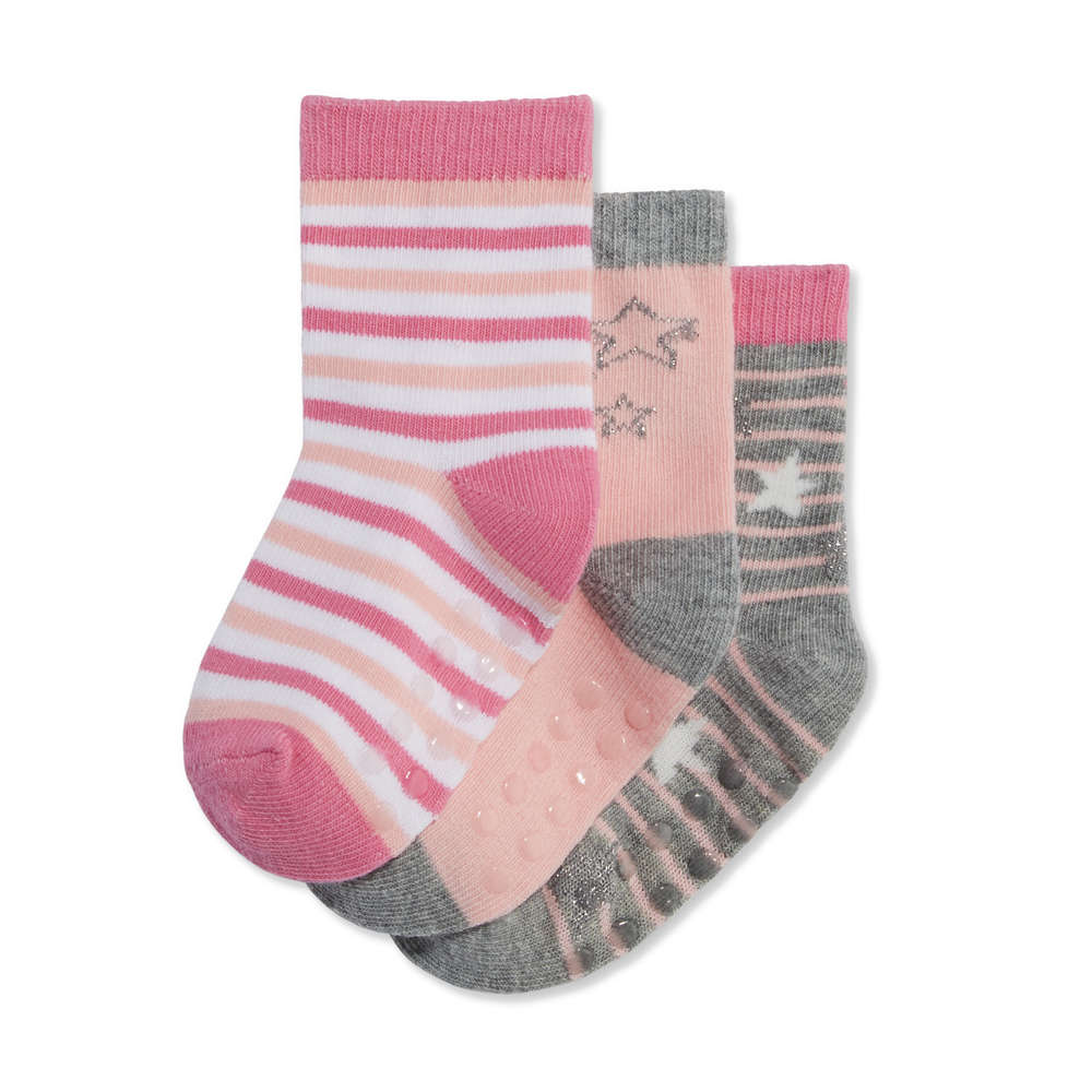 Baby Girls 3 Pack Print Socks In Grey From Joe Fresh