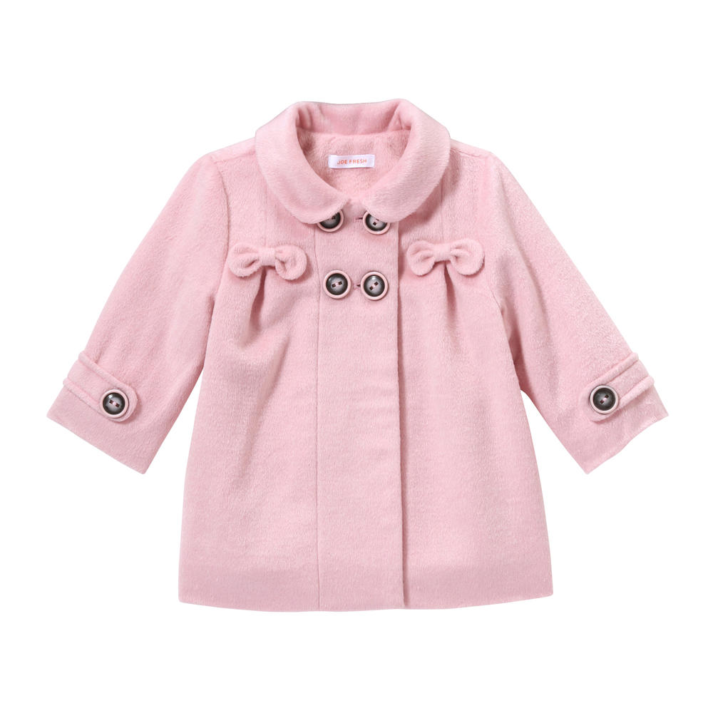 Girls Creme Dotted Pea Coat