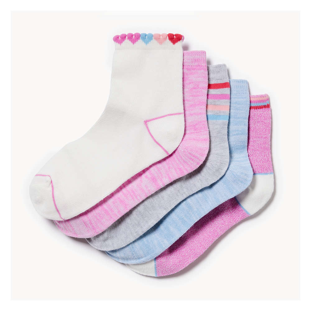 Joe Fresh Ens. de 5 paires de chaussettes mi-hautes, filles 1 ea, 10,00 $/1ch