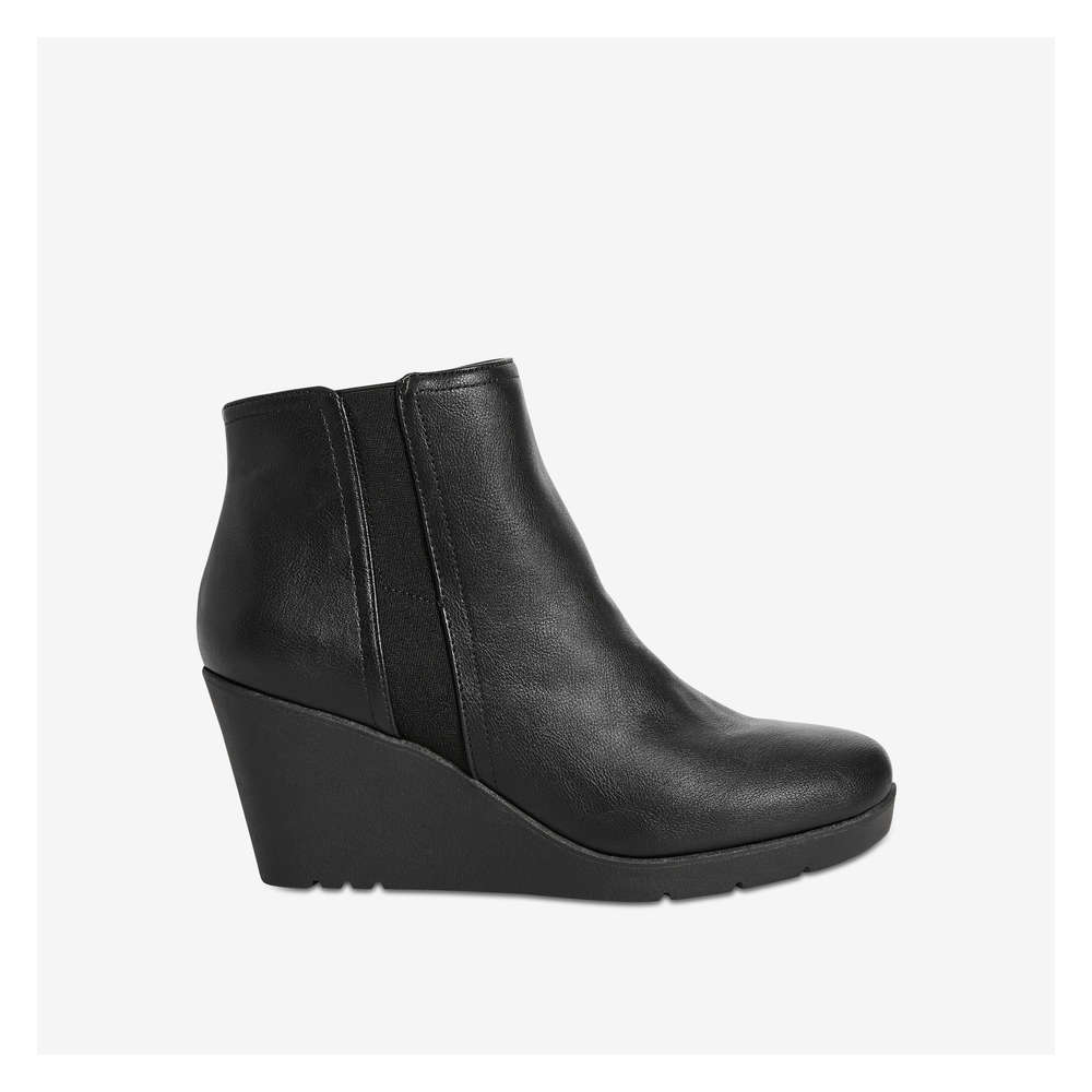 Wedge Ankle Boots in Black from Joe Fresh