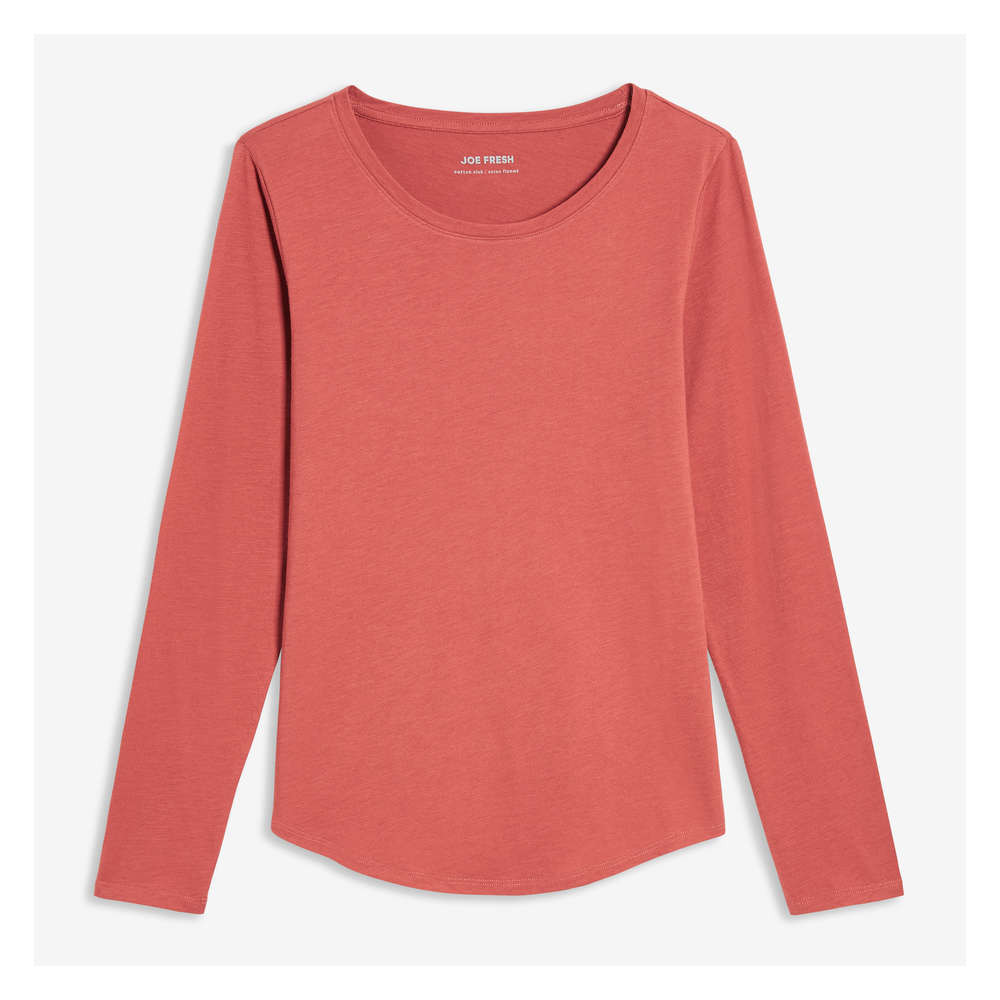 Round Neck Tee in Maroon from Joe Fresh