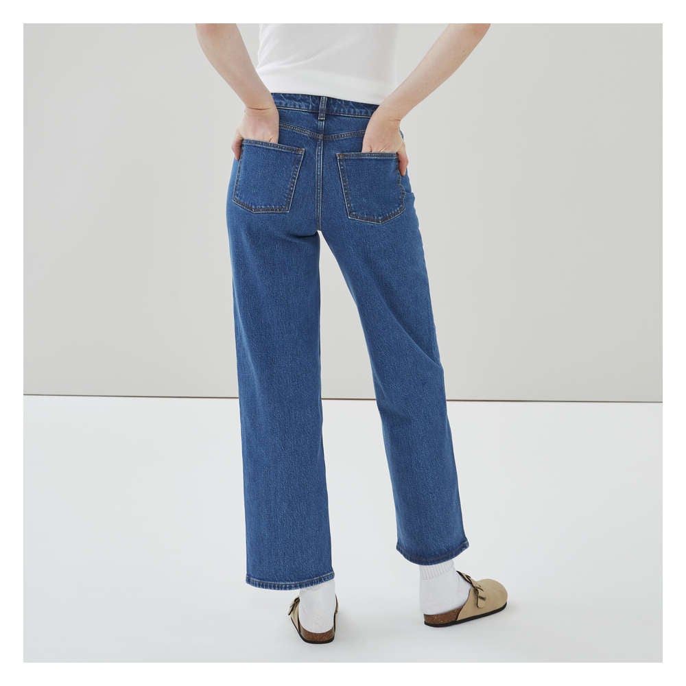 High Rise Joe Fresh Boyfriend Jeans Medium Wash Wide Leg Jean