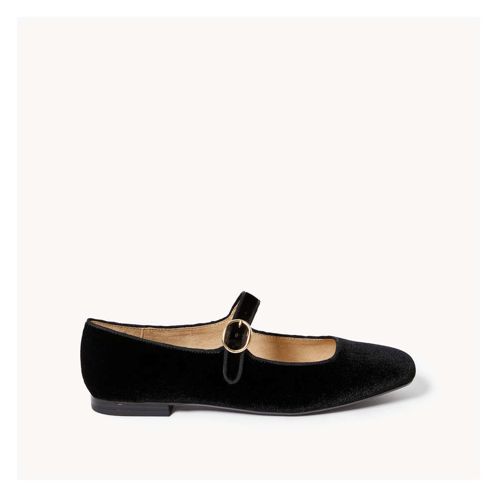 【BAON】Dish Velvet Mary Jane Flat 2024 Spring Women Vintage Flats Buckle Velvet Round Toe Mary
