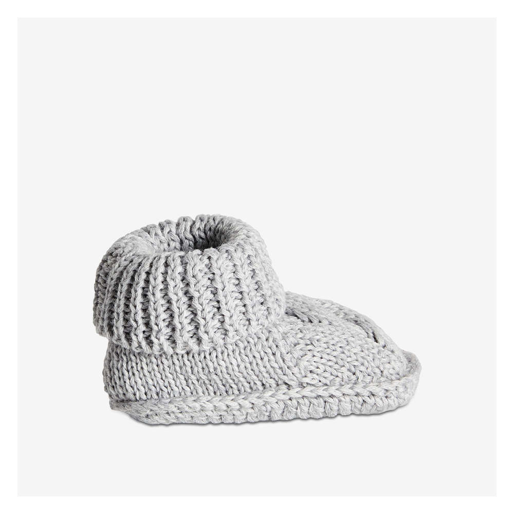 Baby Boys' Knit Booties in Light Grey 