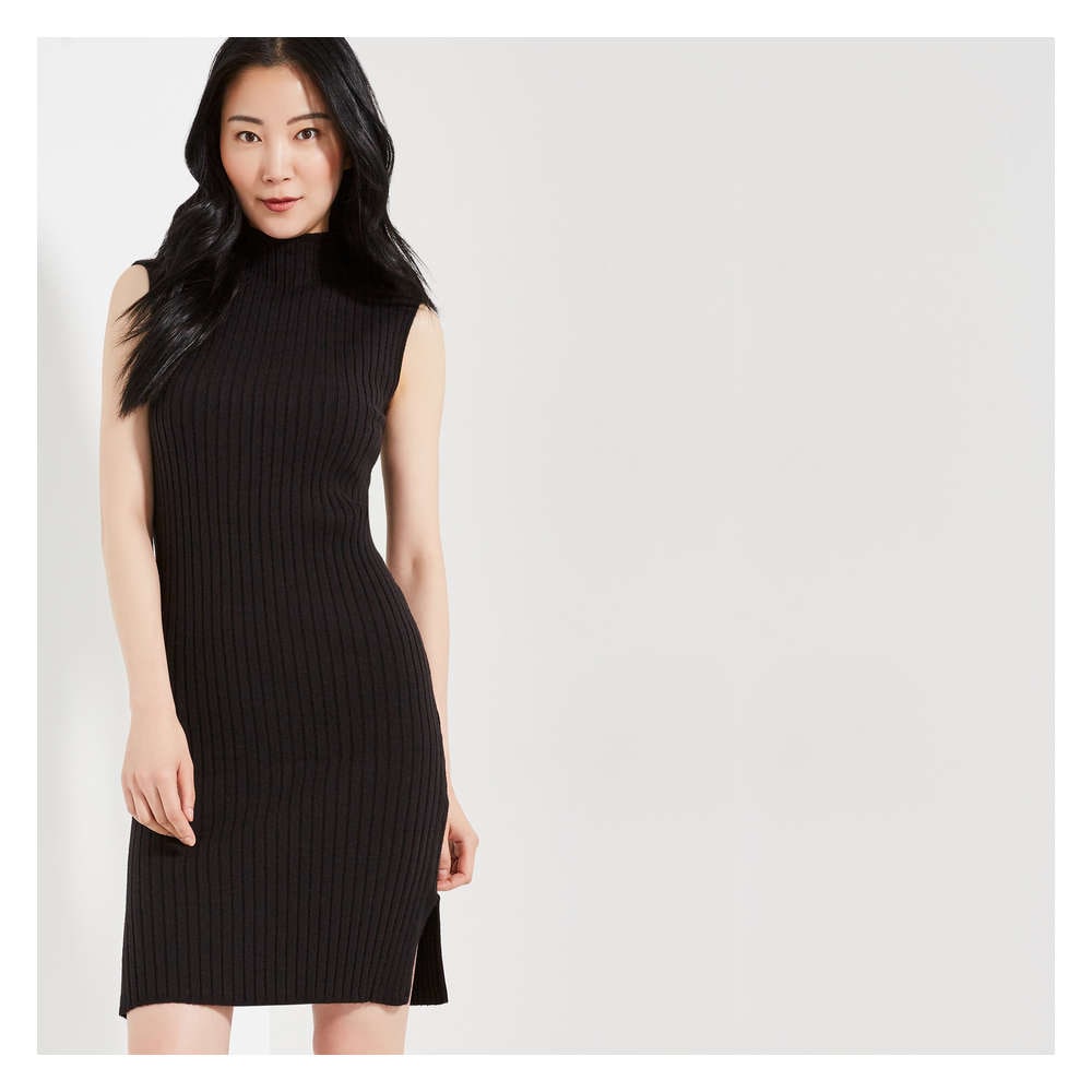 Ribbed Sweater Dress In Black From Joe Fresh Ribbed Sweater Dress In Black From Joe
