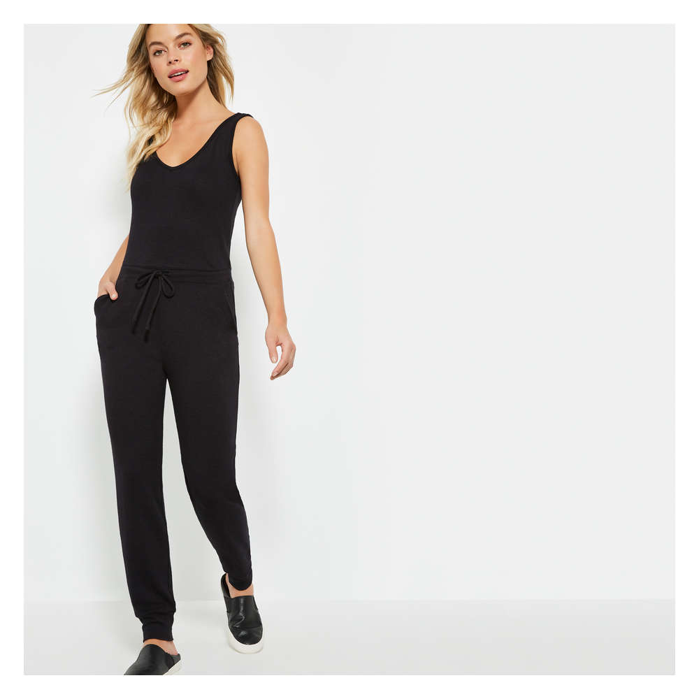 bcbg denim jumpsuit