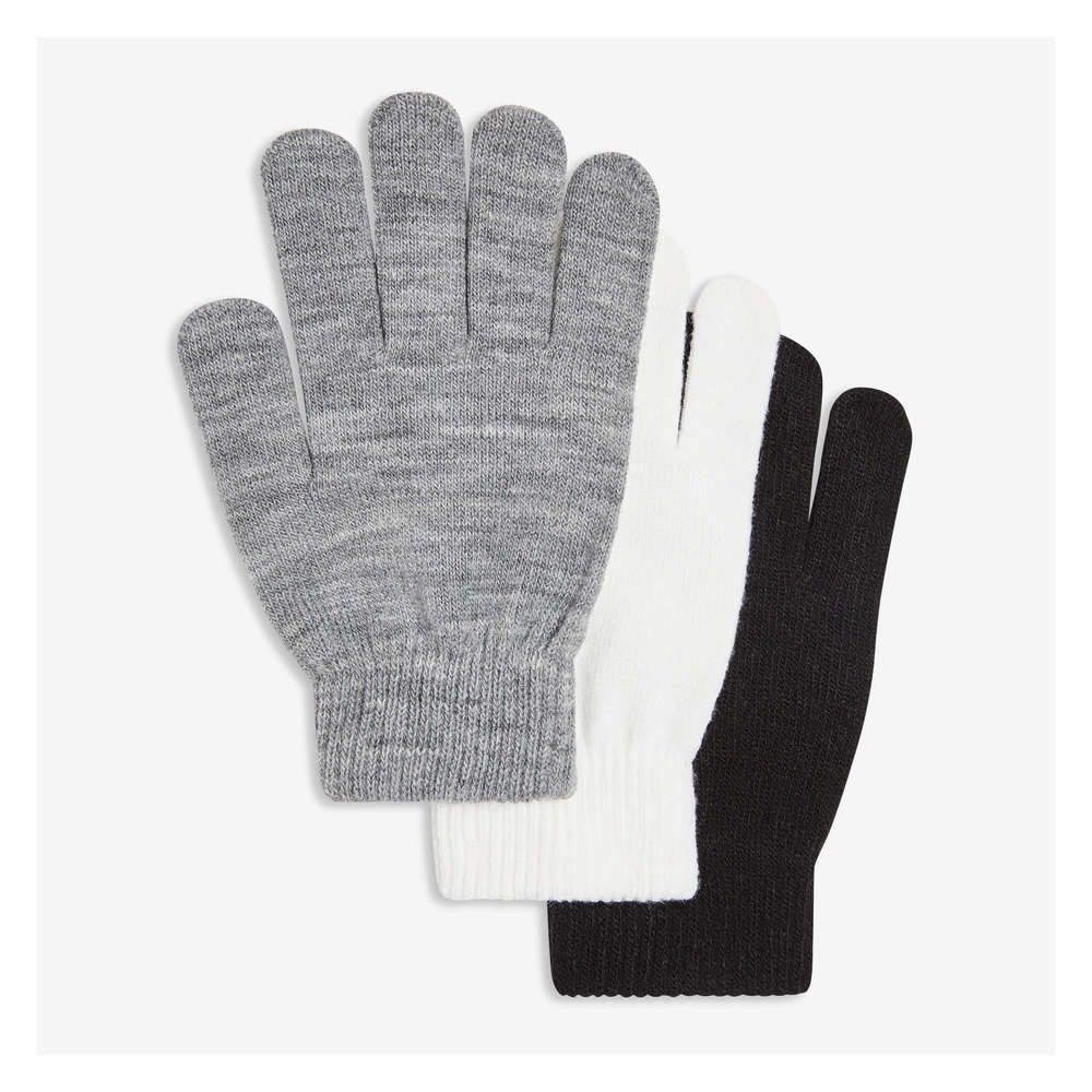 grey knit gloves