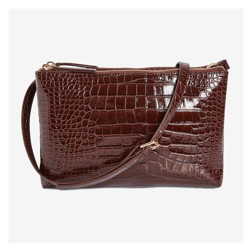 brown croc crossbody bag