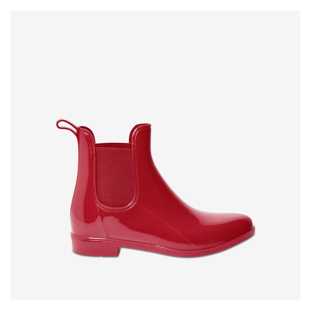 red chelsea rain boots