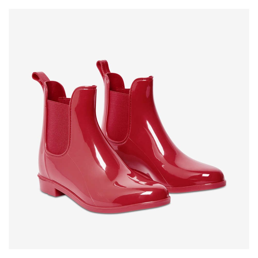 red chelsea rain boots