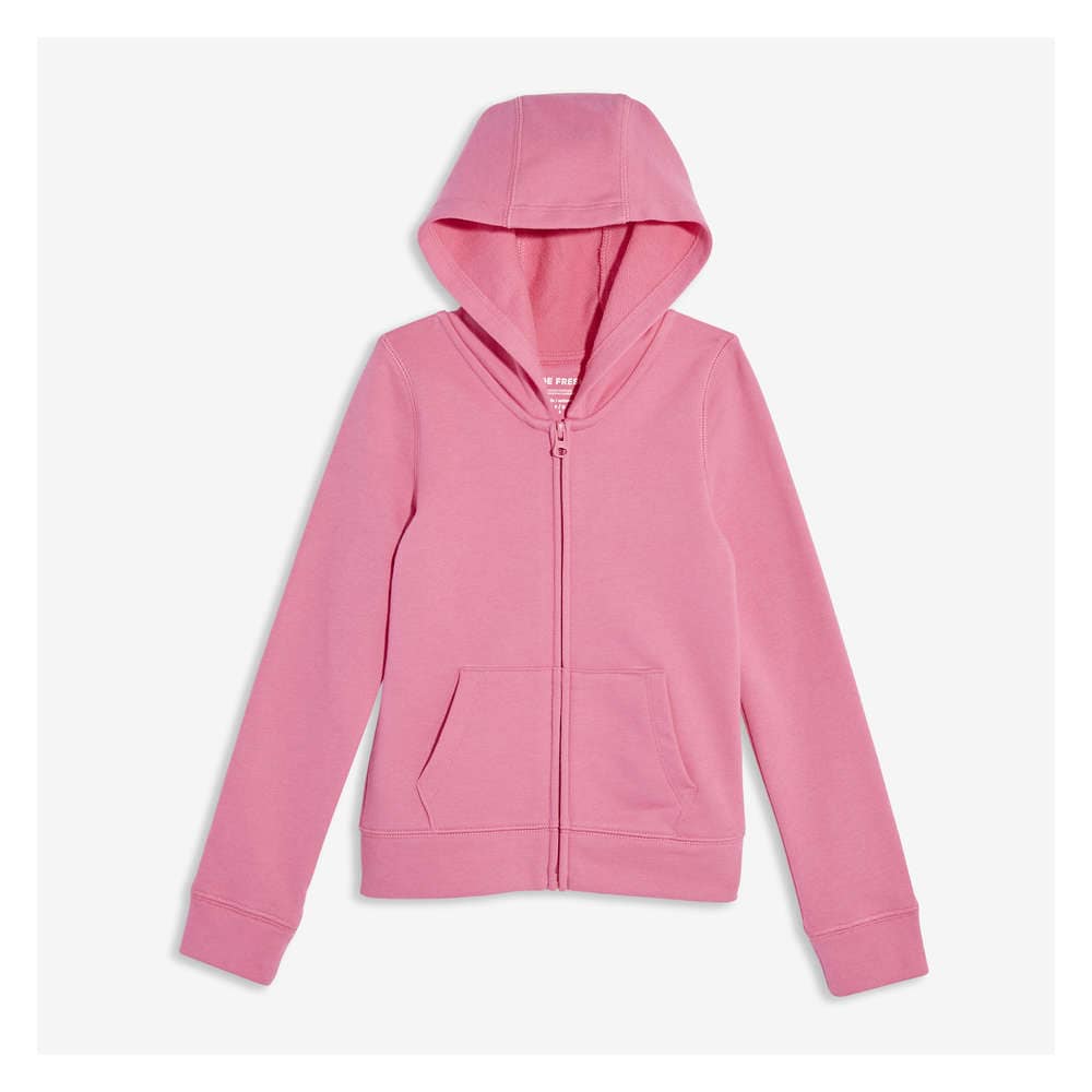 girls pink zip up hoodie