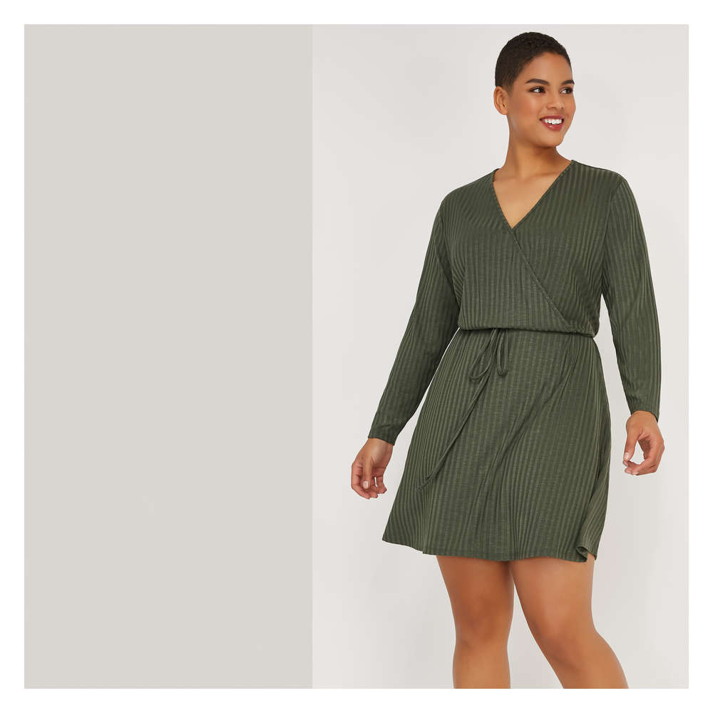 ribbed wrap dress