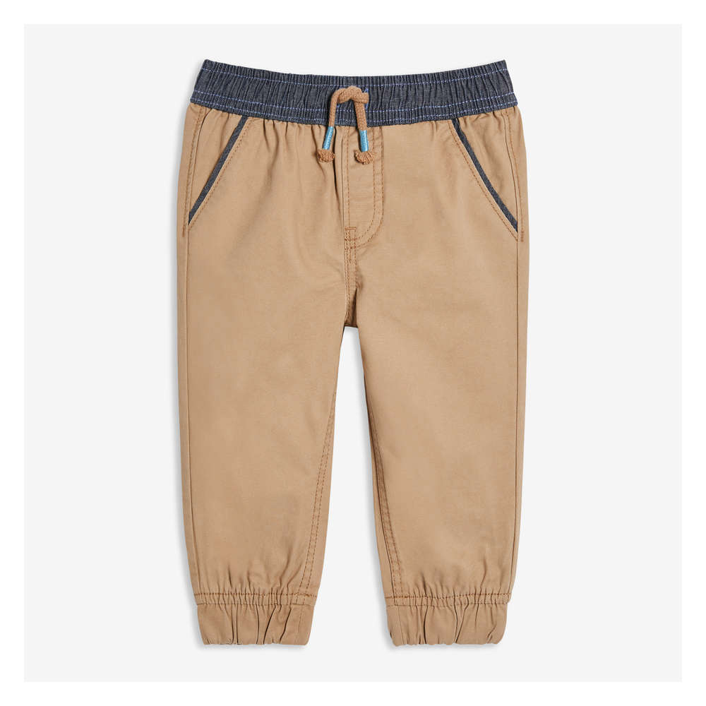 khaki twill joggers